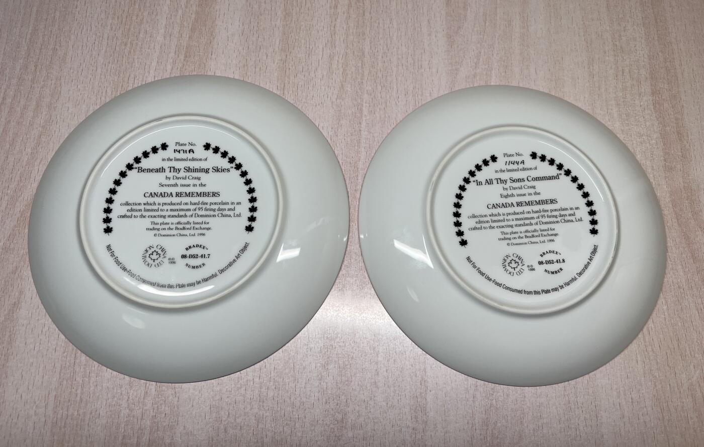 大猫徽章拍卖 第291期 加拿大二战国家保卫者纪念瓷盘，全球限量，带原版签名证书。