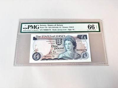 【Blue Auction】世界纸币精拍第806期——18级TOP拍卖/信誉/品质/专业/高效💫 -  【179小号】泽西 1976-88年1镑 高冠女王 PMG66EPQ 
