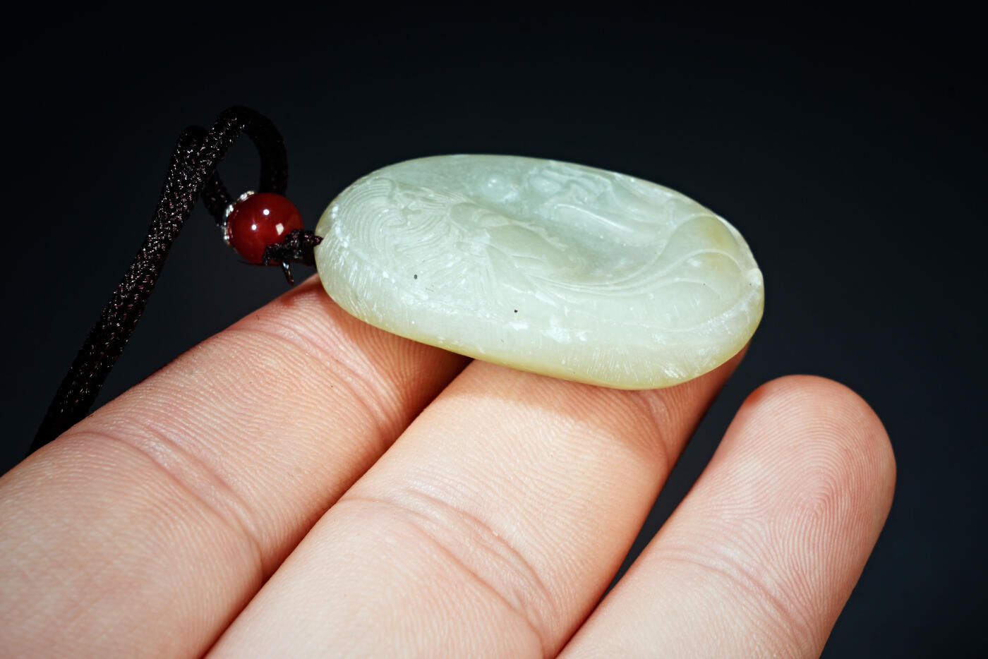 上海都达杂项专场六十八【全场包邮】 天然和田玉精雕《观音》挂件95-159