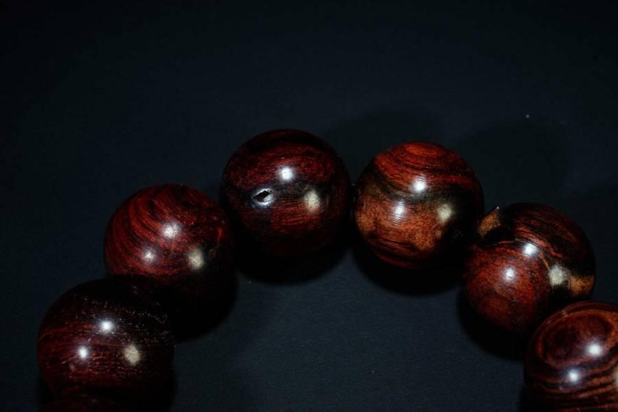 上海都达杂项专场六十八【全场包邮】 海南黄花梨虎皮纹2.0圆珠手串 附鉴定证书95-280