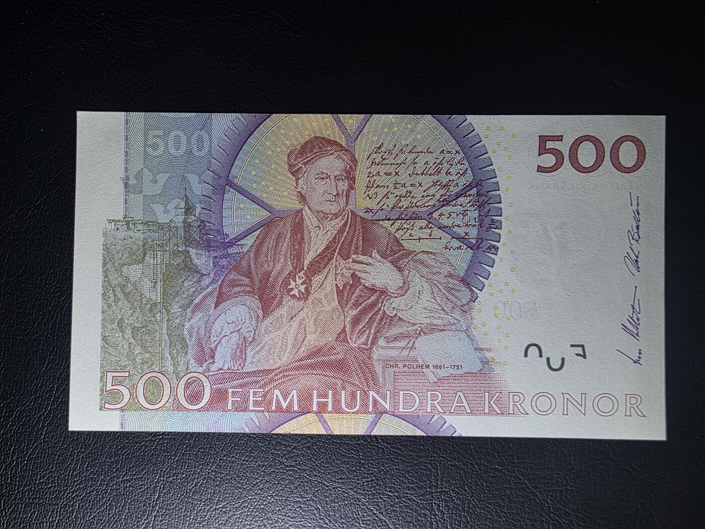 叁拾收藏第35期 瑞典上一版本2001年初版500克朗（瑞典最擅战的国王卡尔十一世） UNC