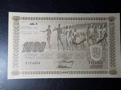 叁拾收藏第35期 - 芬兰1922年1000马克  22年早期A版  UNC