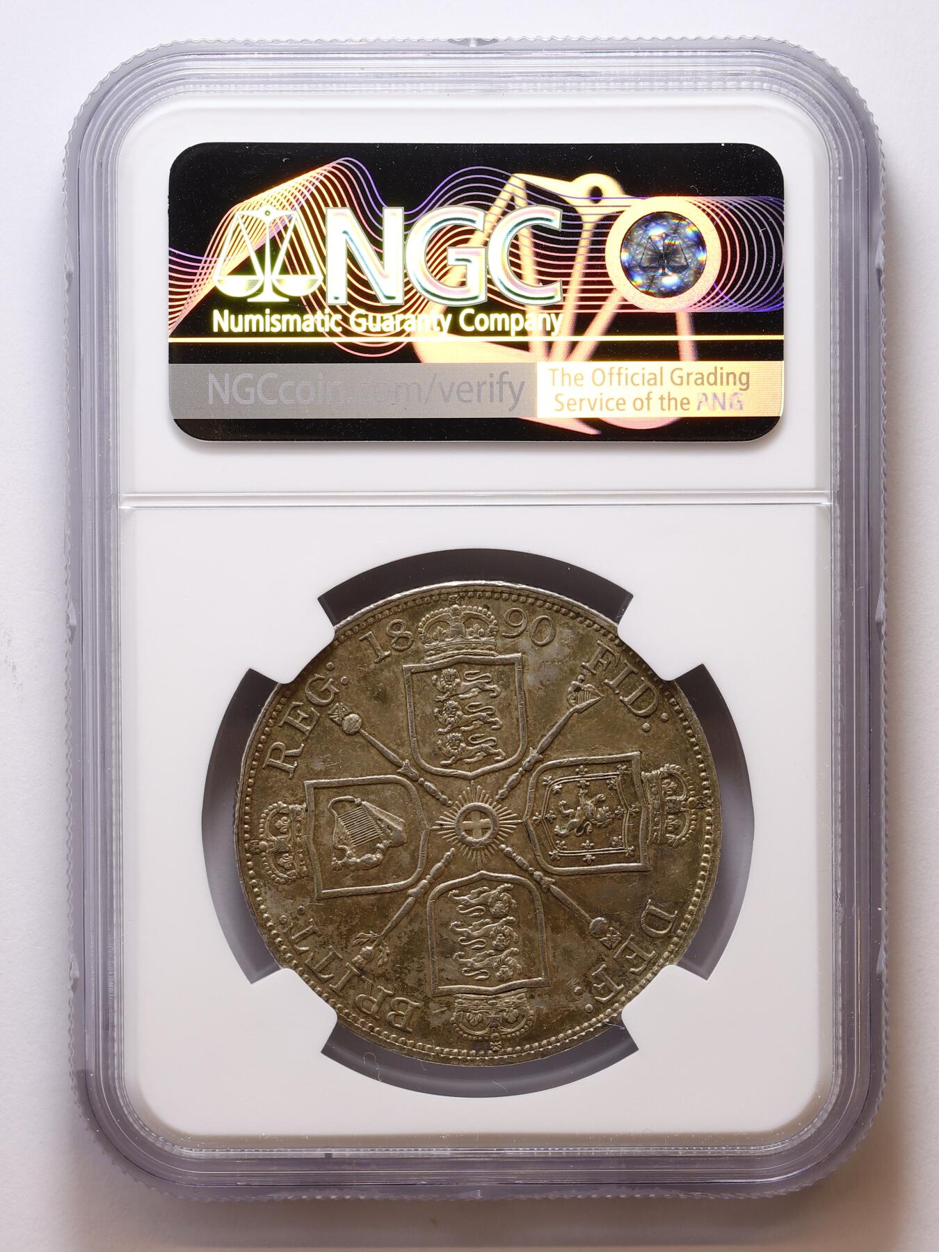 观钱 近现代机制币拍卖No.007（全场顺丰包邮，不区分偏远地区）  1890 年英国维多利亚 4 先令（弗罗林）银币（NGC MS61）