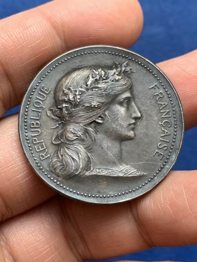 《竞宝斋》第478场 周日，周一 2场连拍 （全场包邮）欢迎送拍 - 法国玛丽安娜女神农业贸易纪念银章 22.55克 36.4mm 丰饶角银标