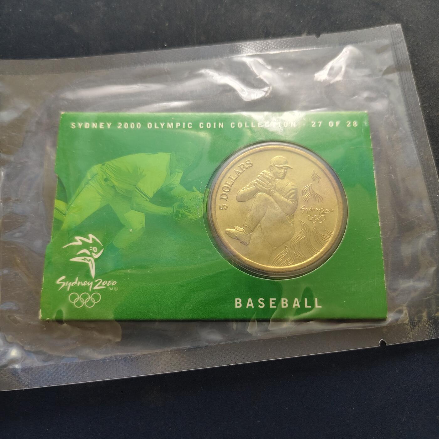 【全场包邮】纯粹捡漏拍518场 澳大利亚2000年5元悉尼奥运系列卡装纪念币-棒球