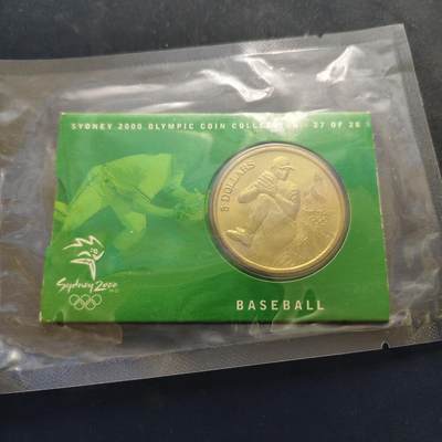 【全场包邮】纯粹捡漏拍518场 - 澳大利亚2000年5元悉尼奥运系列卡装纪念币-棒球