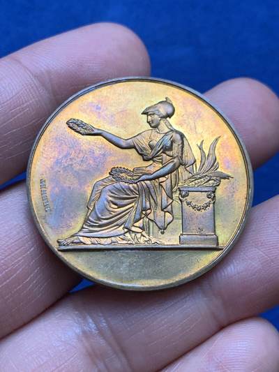 《竞宝斋》第478场 周日，周一 2场连拍 （全场包邮）欢迎送拍 - 法国1903年玛丽安娜女神铜章 23.1克 36.3mm 丰饶角铜标