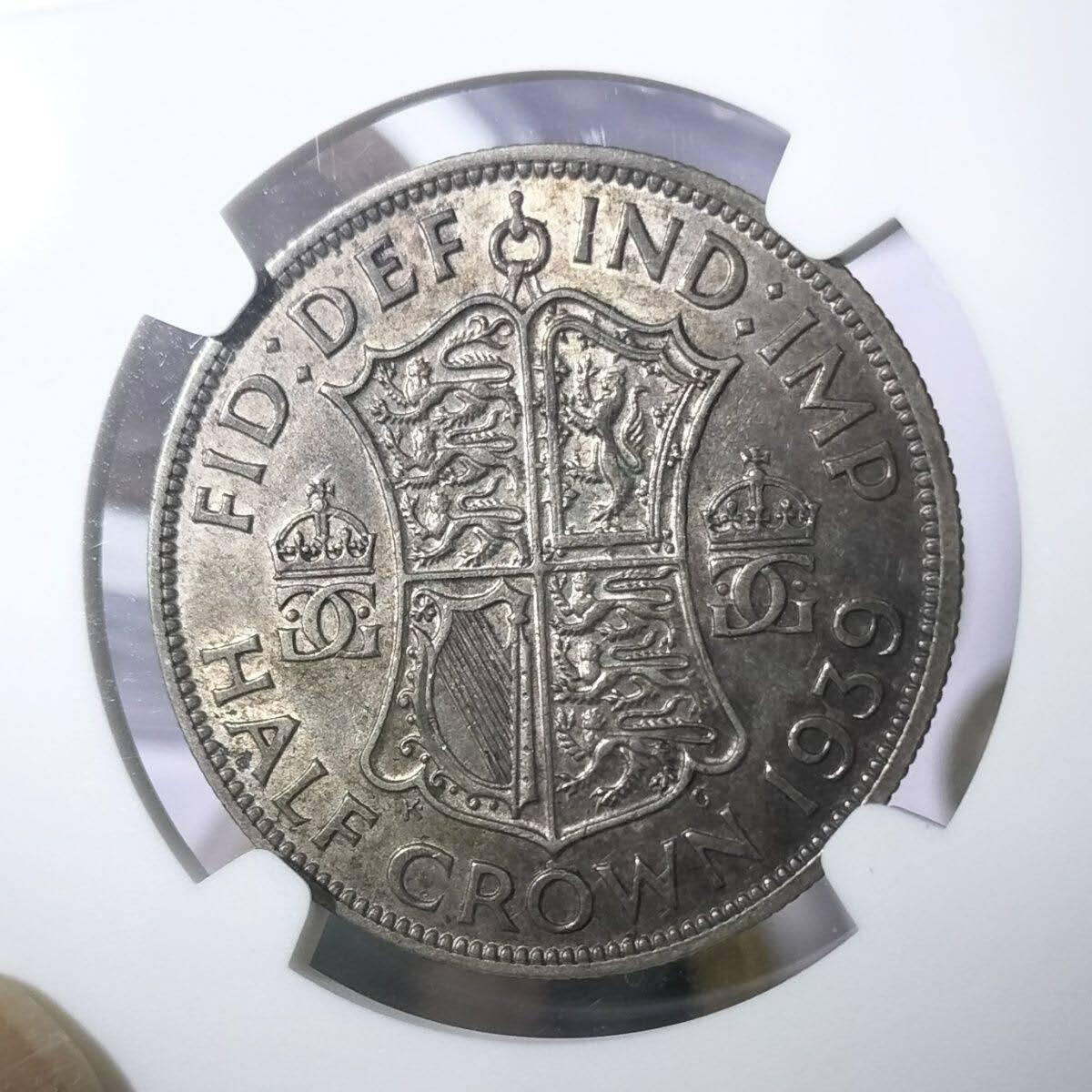 NGC AU53 英国1939年乔治六世半克朗银币 