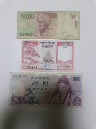 【20260409】非全新纸币和硬币第354场 - 亚洲国家3张纸币