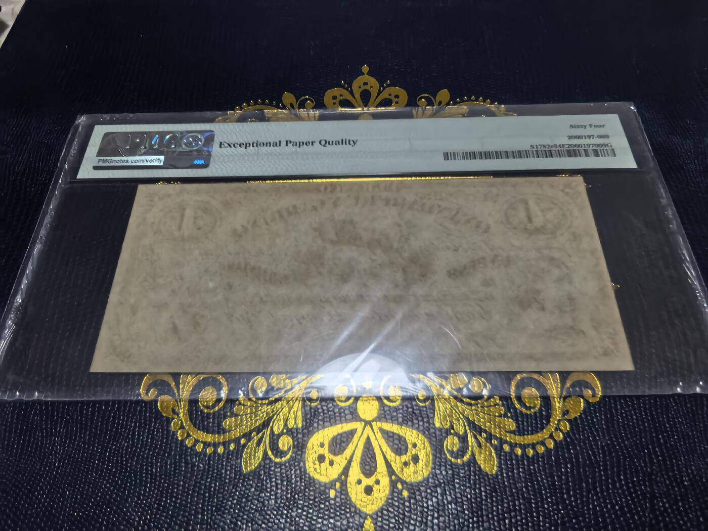 长老汇马年精选第十六场拍卖 1869阿根廷1比索单面纸钞，PMG 64，季军，更高7枚，百年纸钞，ebay同分3400多元