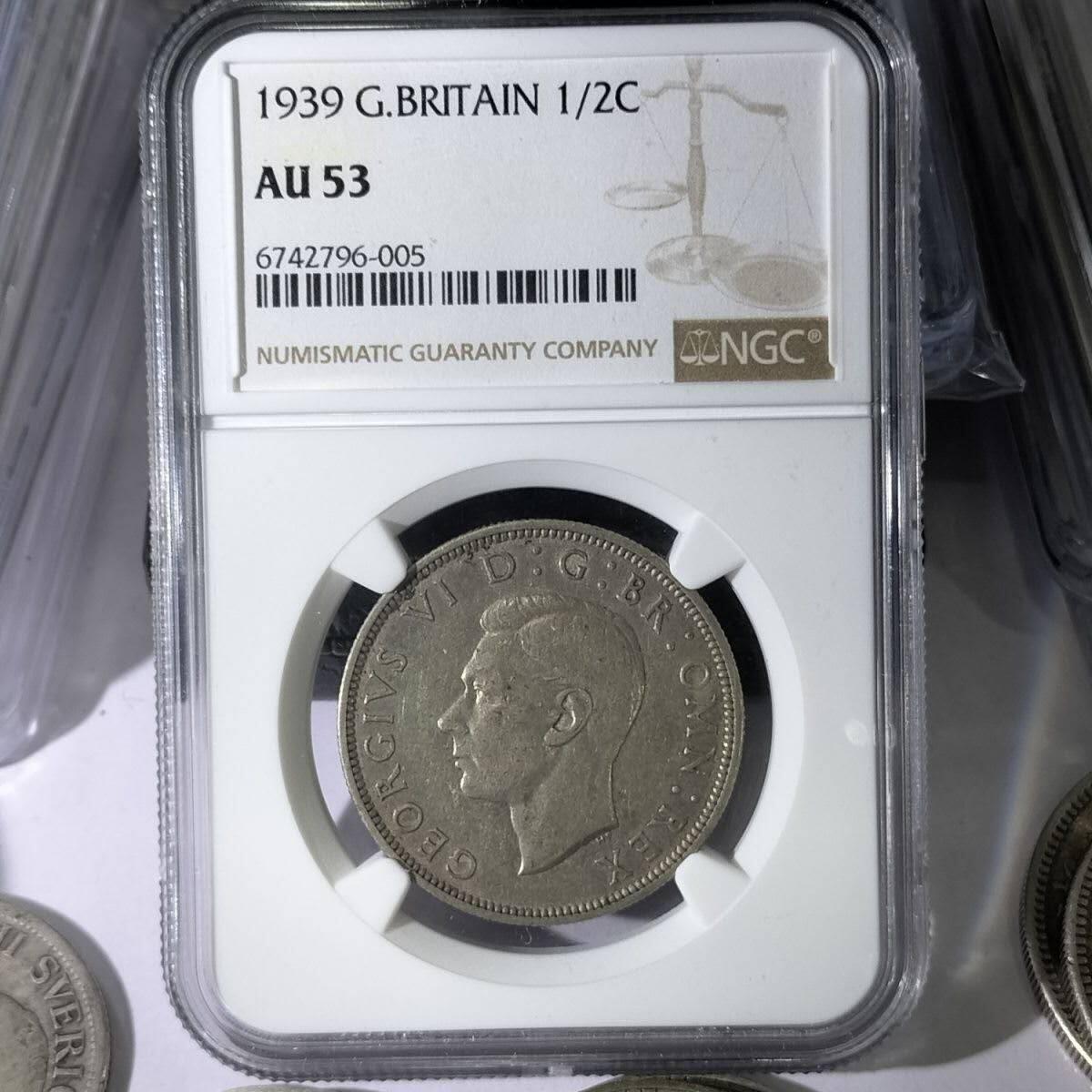 NGC AU53 英国1939年乔治六世半克朗银币 