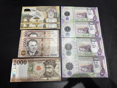 《外钞收藏家》第六百二十四期（精品场）（长期征集拍品、欢迎藏友们联系合作） - 阿曼、埃及、亚美尼亚、匈牙利9张一起 全新UNC