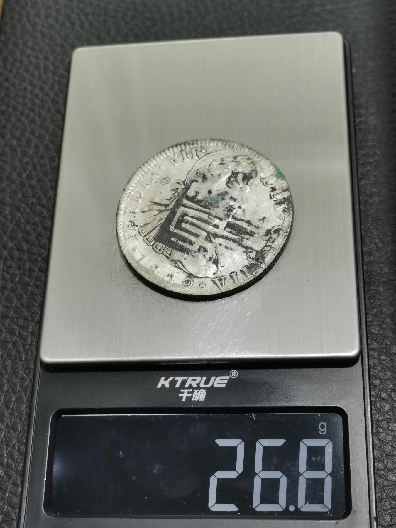 天下钱庄专场欢迎参拍 墨戳西属墨西哥斐迪南七世老双柱银币