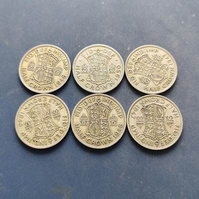【全场包邮】纯粹捡漏拍518场 - 英国1947-1950年乔治六世半克朗6枚一组