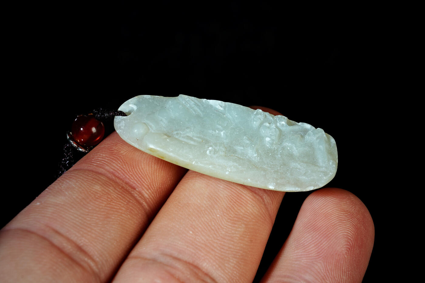 上海都达杂项专场六十八【全场包邮】 天然和田玉精雕《停舟惊鸥》挂件95-154