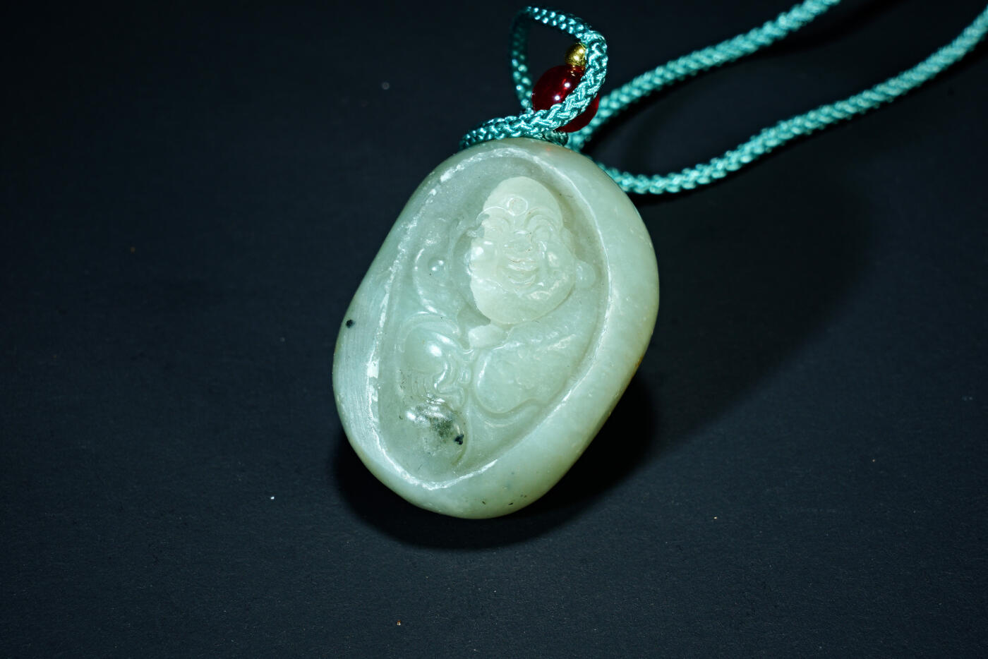 上海都达杂项专场六十八【全场包邮】 天然和田玉精雕《笑口常开》挂件95-157