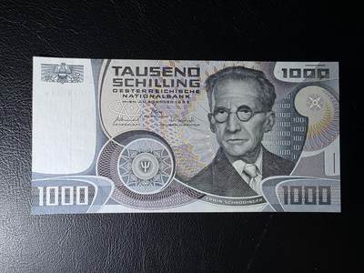 叁拾收藏第35期 - 奥地利倒二版1000先令  薛定谔  AU