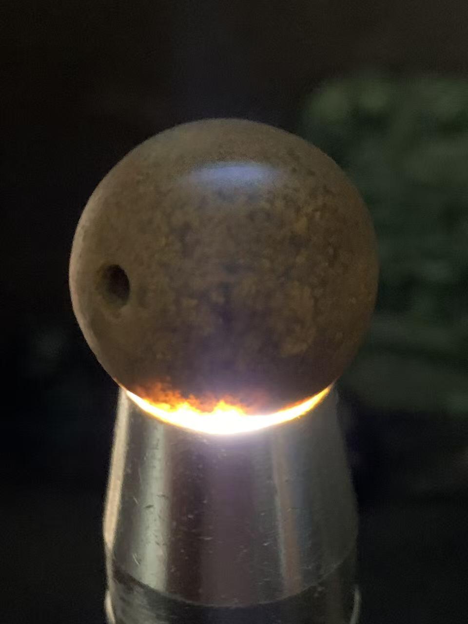 精美亚光原皮风化纹黄金草花纹战国红玛瑙手工雕刻悟珠一颗