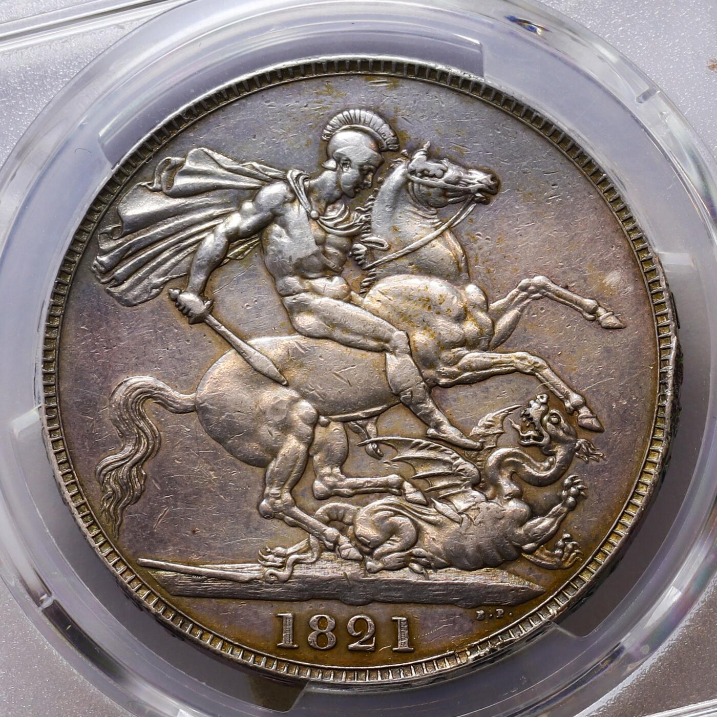 观钱 近现代机制币拍卖No.007（全场顺丰包邮，不区分偏远地区）   1821 年英国乔治四世马剑克朗银币（Secundo 版，PCGS AU Detail Cleaned）