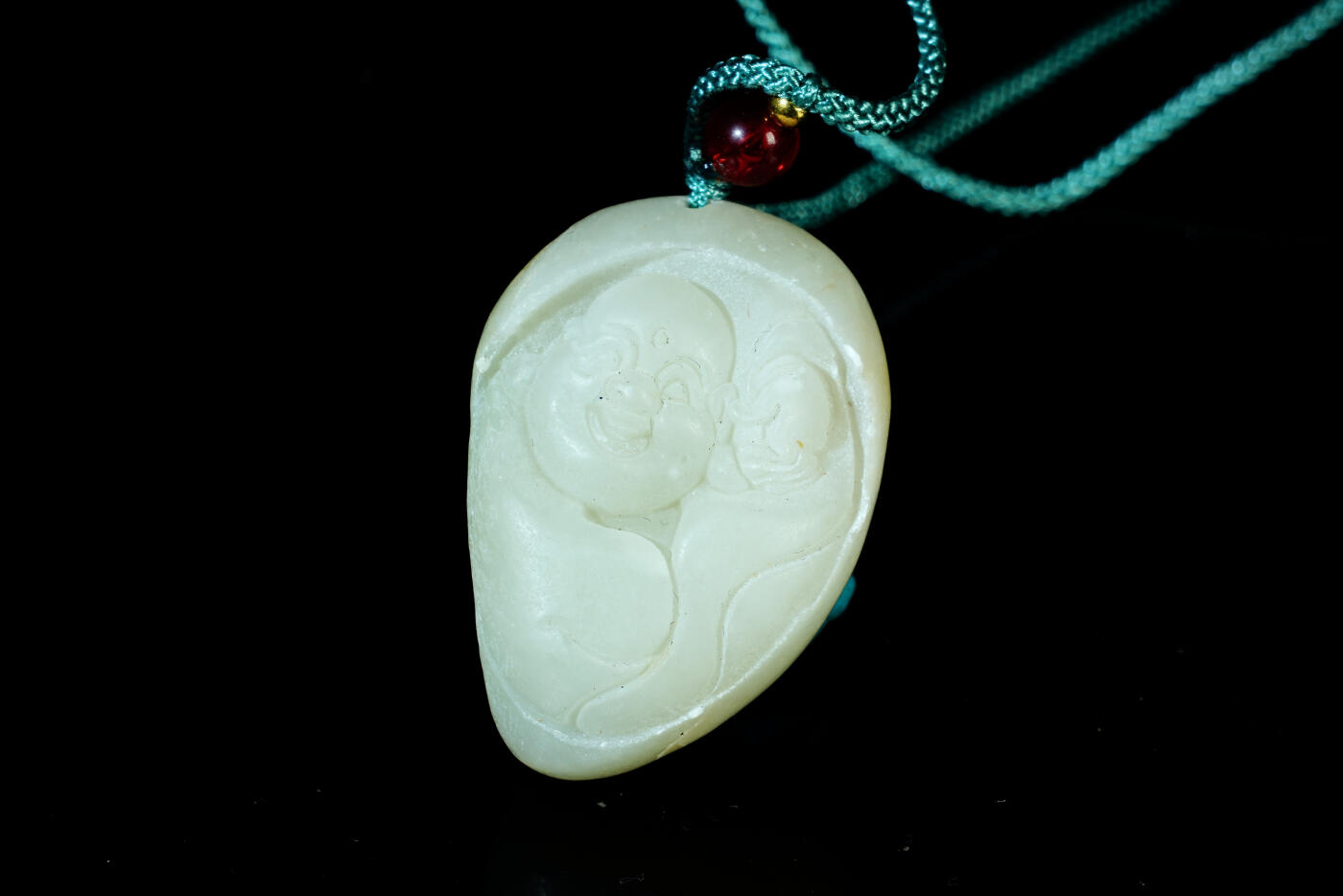 上海都达杂项专场六十八【全场包邮】 天然和田玉精雕《笑佛》挂件95-162