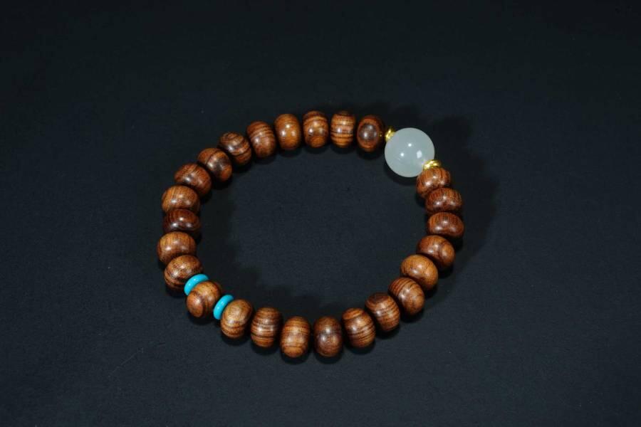 上海都达杂项专场六十八【全场包邮】 海南黄花梨虎皮纹算盘珠手串 附鉴定证书95-287