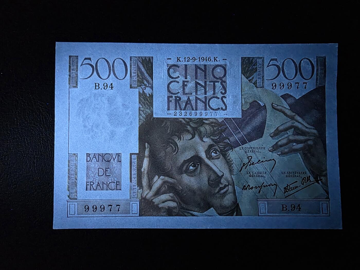 叁拾收藏第35期 法国1946年500法郎  UNC