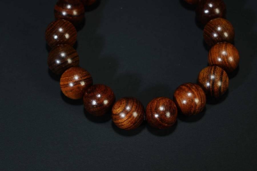 上海都达杂项专场六十八【全场包邮】 海南黄花梨虎皮纹1.2圆珠手串 附鉴定证书95-283