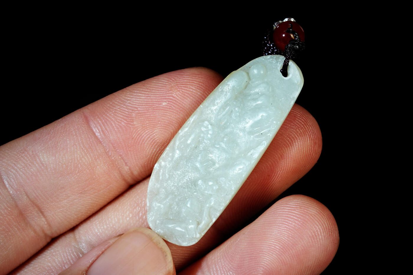 上海都达杂项专场六十八【全场包邮】 天然和田玉精雕《停舟惊鸥》挂件95-154