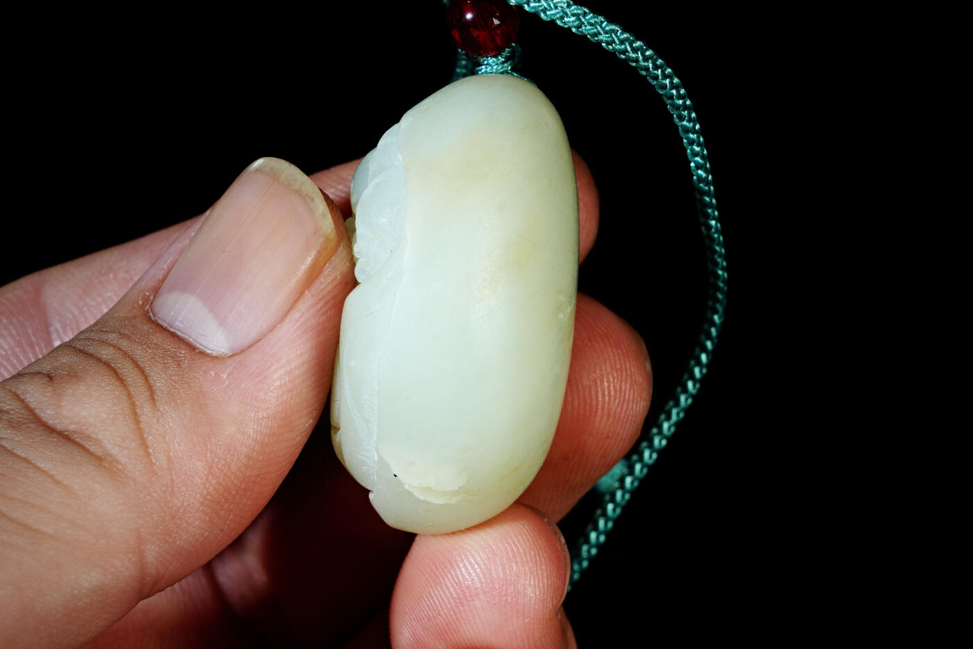 上海都达杂项专场六十八【全场包邮】 天然和田玉精雕《笑佛》挂件95-162