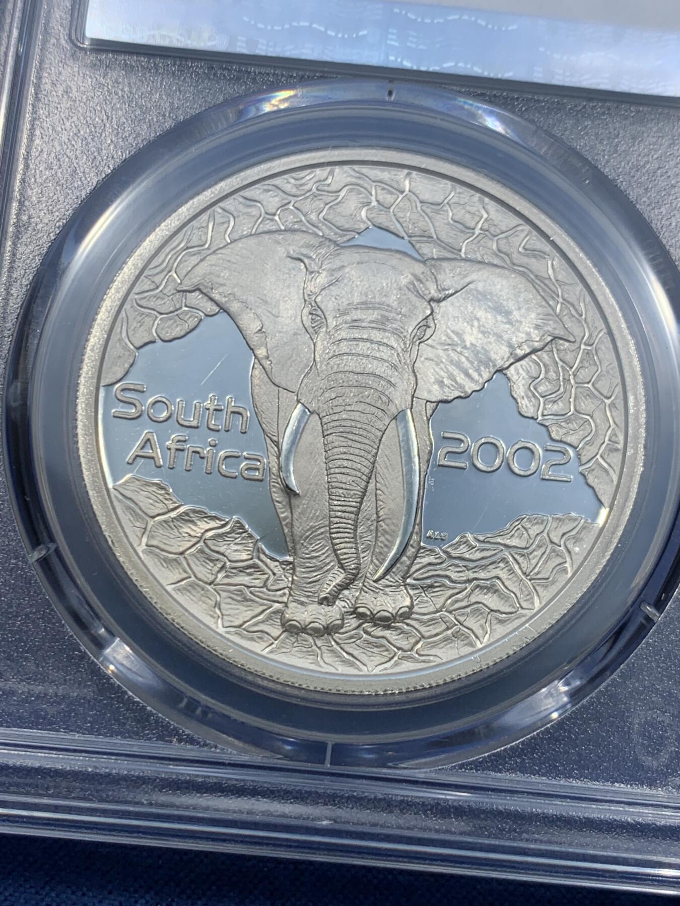 《竞宝斋》第478场 周日，周一 2场连拍 （全场包邮）欢迎送拍 PCGS PR67DCAM 南非2002年大象20C精制银币 非洲的力量 发行量仅 2435 枚