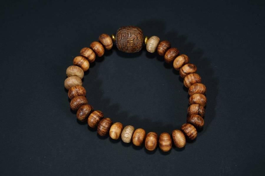 上海都达杂项专场六十八【全场包邮】 天然加里曼丹沉香算盘珠手串 附鉴定证书95-275