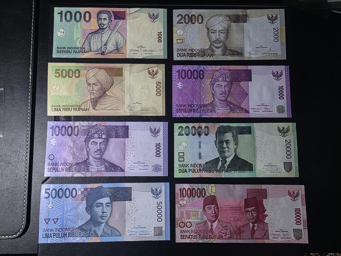 叁拾收藏第35期 印度尼西亚上一版本8张一套（1千-10万卢比，其中1万两个版本，含05年首发年份） UNC