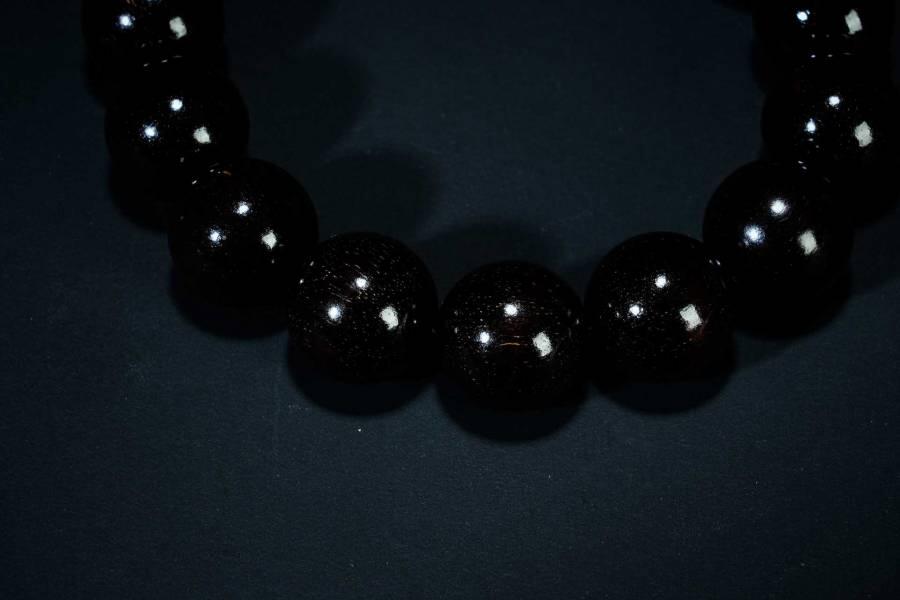 上海都达杂项专场六十八【全场包邮】 印度小叶紫檀爆满金星1.5圆珠手串 附鉴定证书95-296