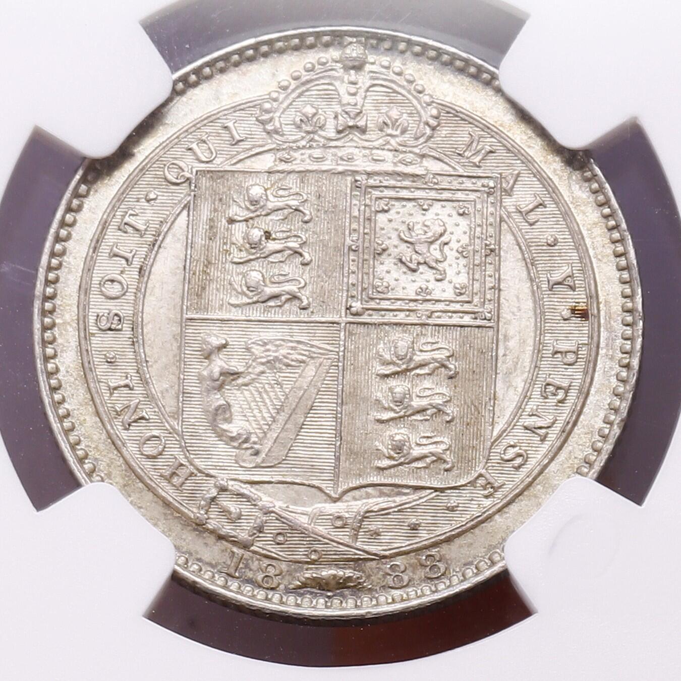 观钱 近现代机制币拍卖No.007（全场顺丰包邮，不区分偏远地区）  1888 年英国维多利亚 1 先令银币（NGC AU58）