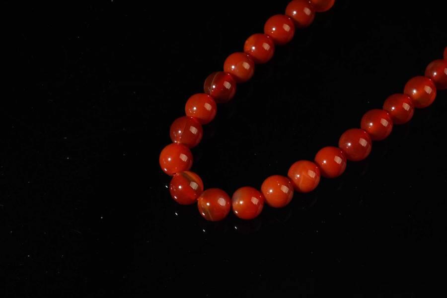 上海都达杂项专场六十八【全场包邮】 天然红玛瑙项链 附鉴定证书95-183