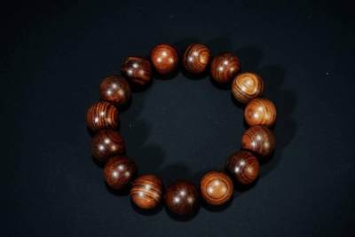 上海都达杂项专场六十八【全场包邮】 - 海南黄花梨虎皮纹1.5圆珠手串 附鉴定证书95-282