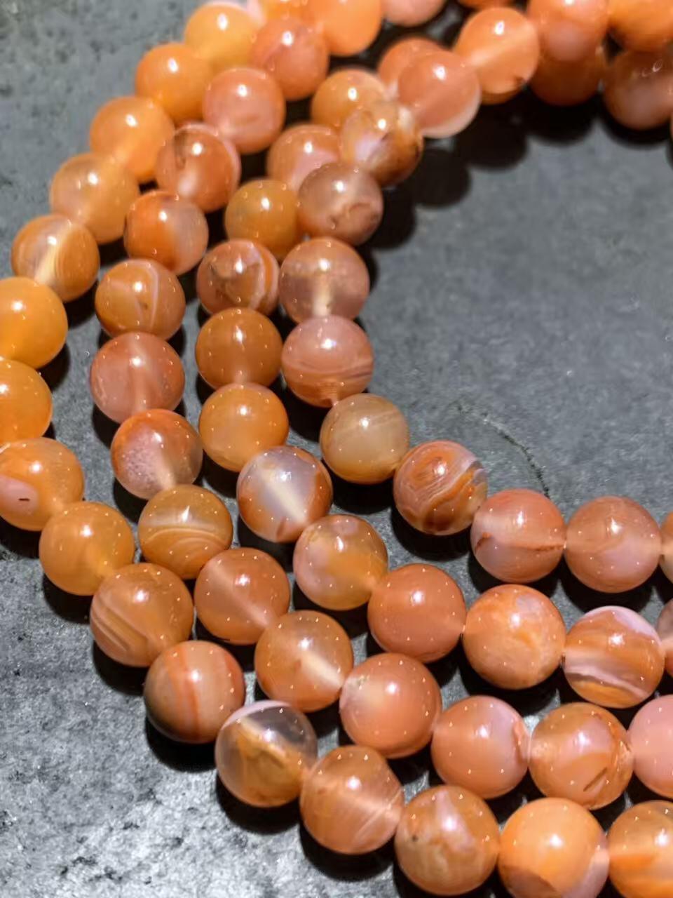 精美荔枝冻飘红川料南红玛瑙多圈手串一条，