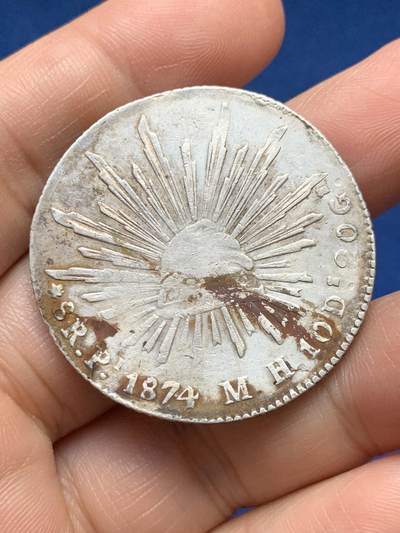 《竞宝斋》第478场 周日，周一 2场连拍 （全场包邮）欢迎送拍 - 墨西哥1874年PI.MH版花边鹰洋8里亚尔银币