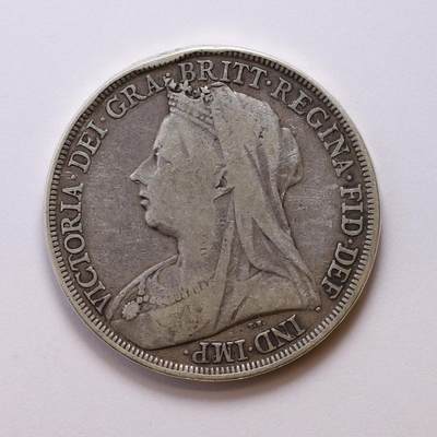 观钱 近现代机制币拍卖No.007（全场顺丰包邮，不区分偏远地区）  - 1895 年英国维多利亚老年头像马剑克朗银币