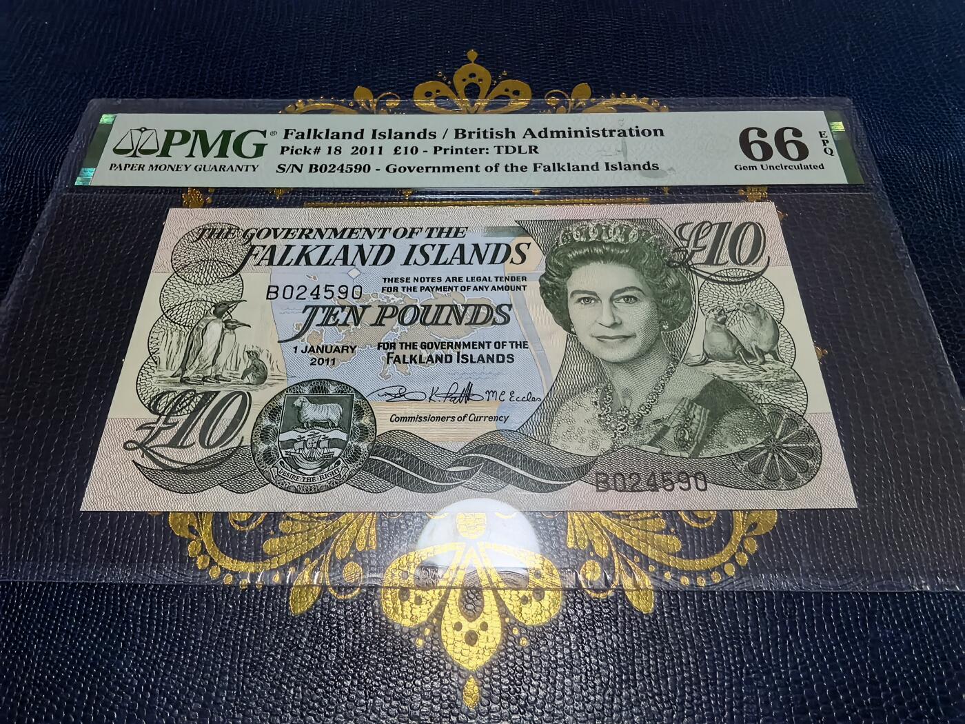 长老汇马年精选第十六场拍卖 2011福克兰群岛10镑纸钞，PMG 66