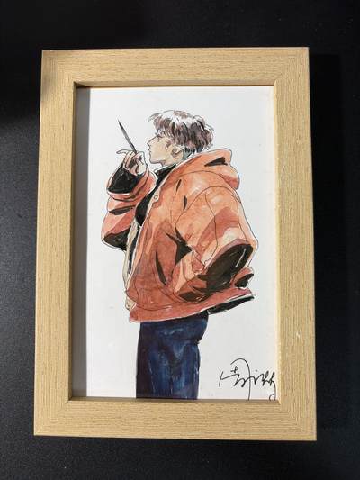 NO.29 好又多金牌大场，每周一站式配齐，方便凑单！（卖家送拍0抽成！周6晚9点截拍！） - 【1/1手绘】闹海绘 周浅老师签绘 文艺青年 A5尺寸 带框【目之所及皆成画，心之所向尽是诗】