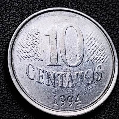 泉币菌-第221场-拍品多 请提前出价 - 巴西 1994年10分 共和国肖像 不锈钢币 22mm 