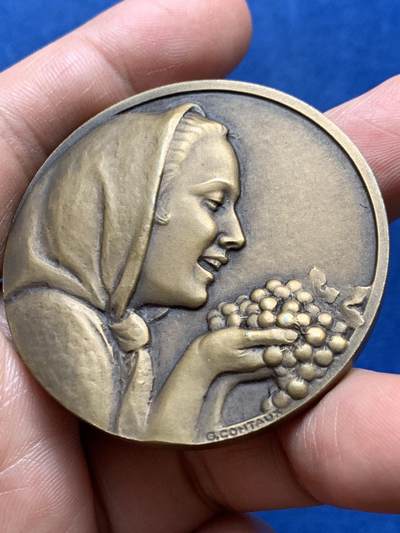 《竞宝斋》第478场 周日，周一 2场连拍 （全场包邮）欢迎送拍 - 法国葡萄酒协会纪念铜章 62.6克 49.3mm 带盒