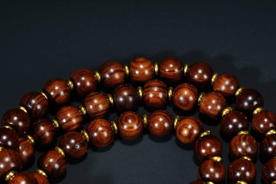 上海都达杂项专场六十八【全场包邮】 海南黄花梨虎皮纹灯笼珠多圈时来运转吊坠手串 附鉴定证书95-293