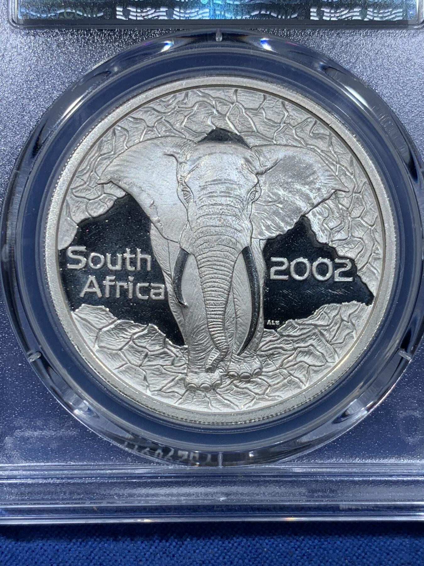 《竞宝斋》第478场 周日，周一 2场连拍 （全场包邮）欢迎送拍 PCGS PR67DCAM 南非2002年大象20C精制银币 非洲的力量 发行量仅 2435 枚