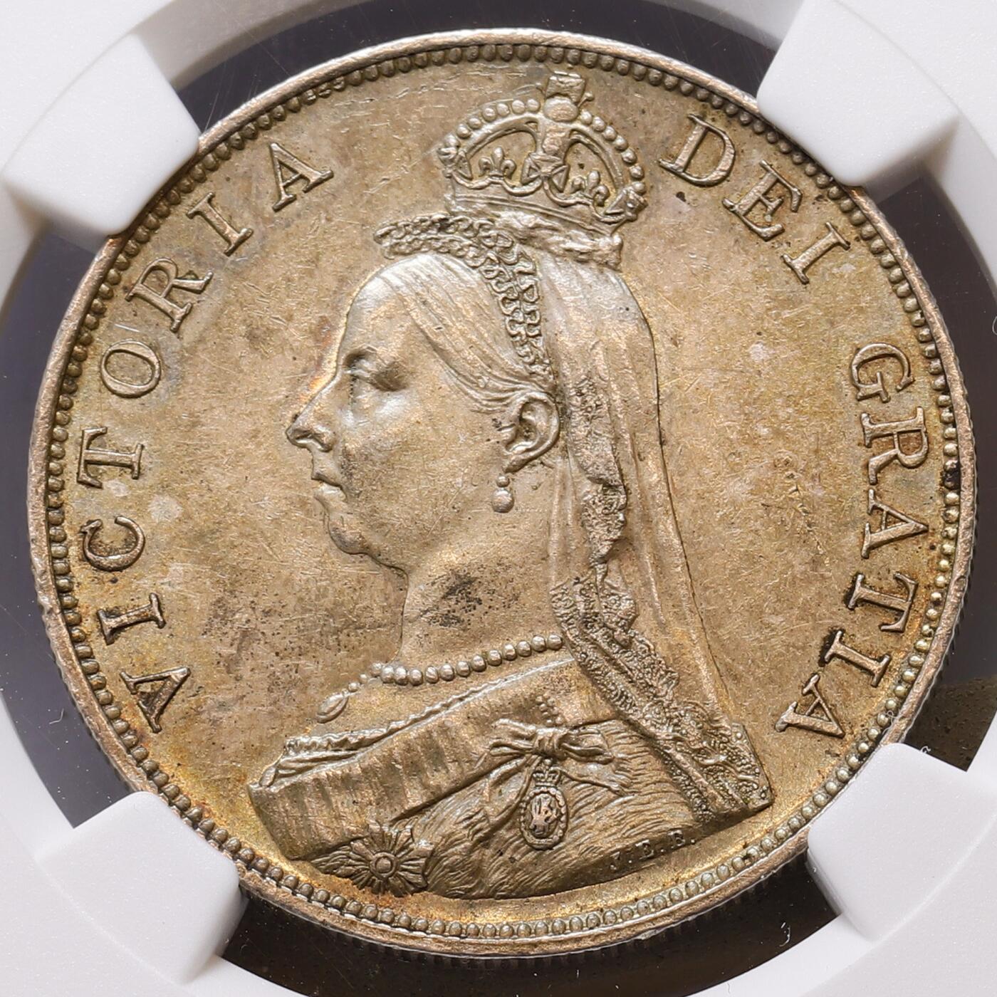 观钱 近现代机制币拍卖No.007（全场顺丰包邮，不区分偏远地区）  1890 年英国维多利亚 4 先令（弗罗林）银币（NGC MS61）