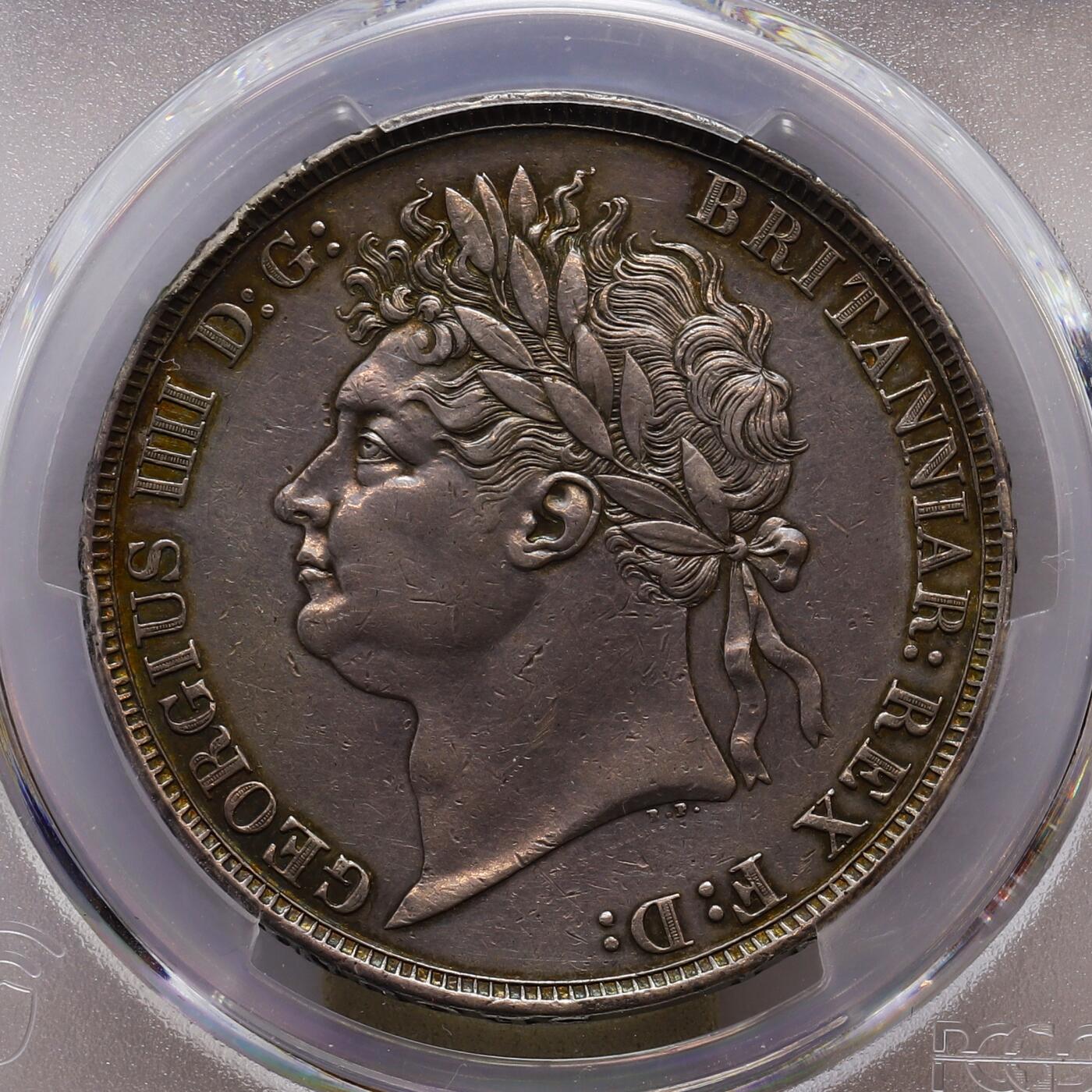 观钱 近现代机制币拍卖No.007（全场顺丰包邮，不区分偏远地区）   1821 年英国乔治四世马剑克朗银币（Secundo 版，PCGS AU Detail Cleaned）