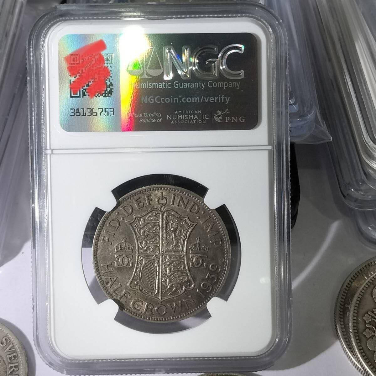 NGC AU53 英国1939年乔治六世半克朗银币 