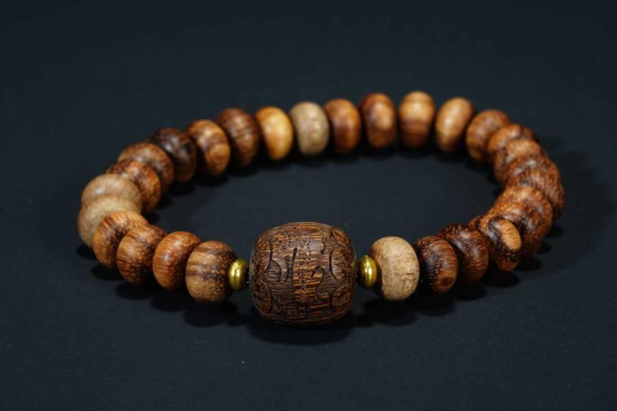 上海都达杂项专场六十八【全场包邮】 天然加里曼丹沉香算盘珠手串 附鉴定证书95-275