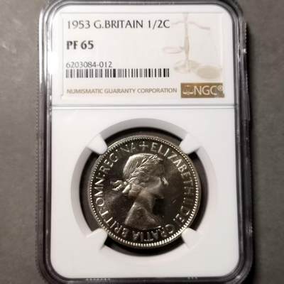 长老汇马年精选第十六场拍卖 - 英国1953年精制半克朗，首年发型，收藏佳品，NGC PF65 ，高分好品，发行量仅40000